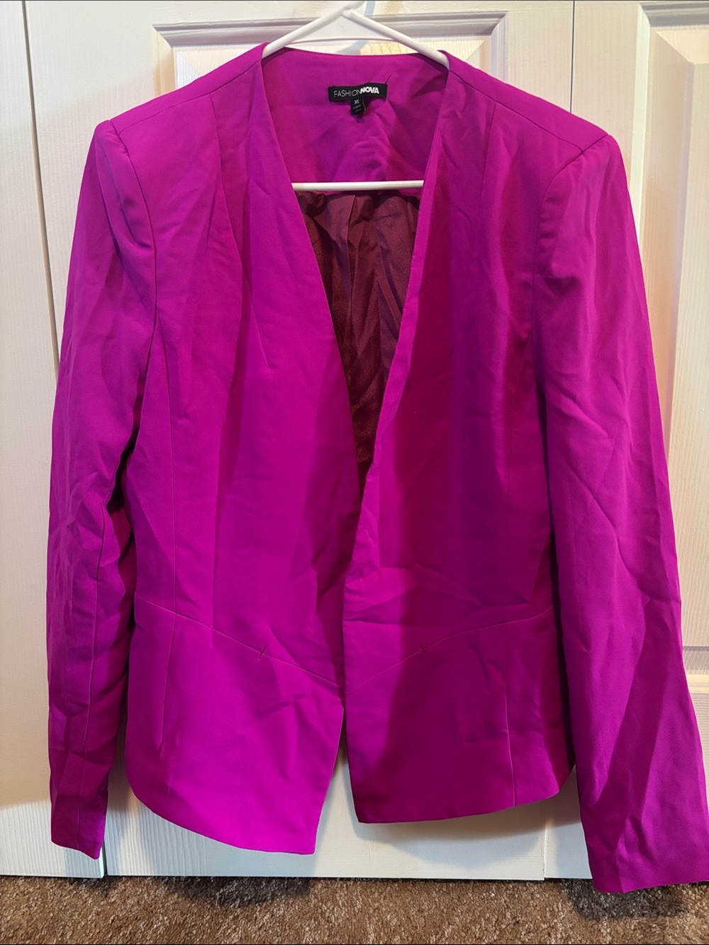 Fashion Nova Magenta Open-Front Blazer